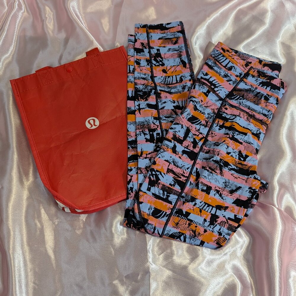 Lululemon Fast & Free 7/8 Tight II *Nulux 25" Vivid Vision Multi Black Size 6